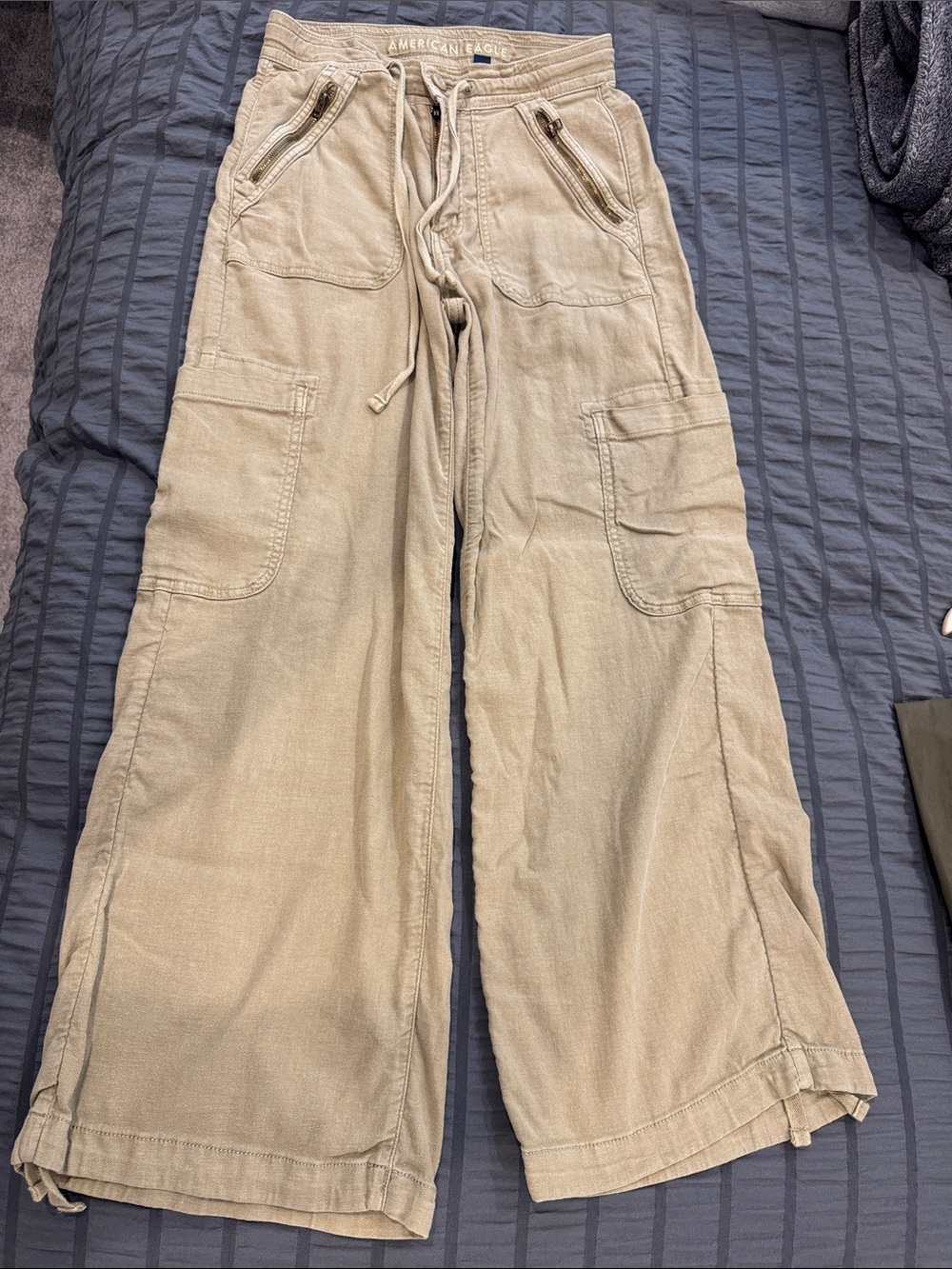 American Eagle Outfitters Wide-Leg Cargo Pants — Tan